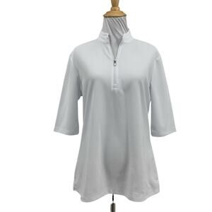 Nivo NVO Shirt Womens M Medium White Noa Elbow Sleeve Performance Golf Polo